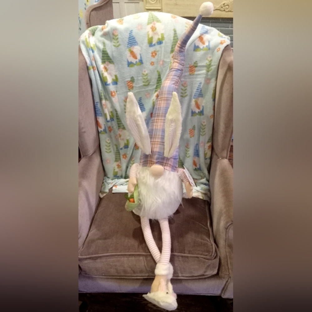 HUGE easter bunny gnome sitting decor 48" weighted bottom dangle legs